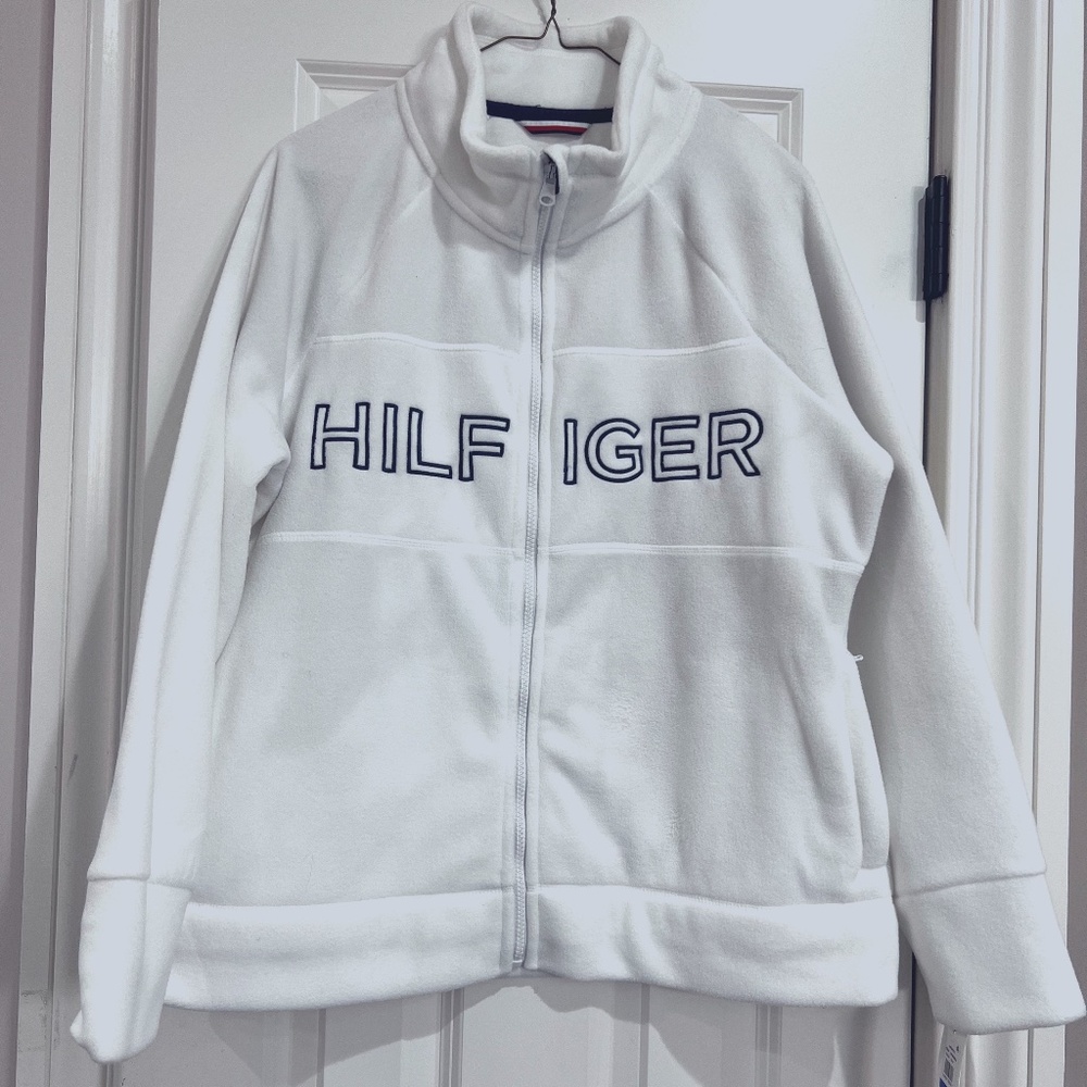 Tommy Hilfiger Sport Women's XL White Fleece Full Zip Jacket